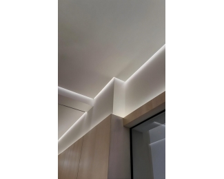 Perfil de aluminio LED para foseado en techo ILLU-A en mampostería y yeso laminado 2 ml