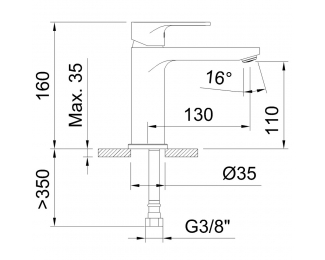 Grifo monomando para lavabo de 110 mm y 5 l/min Ch3 Topfix Rocket