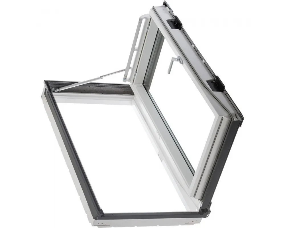 Ventana salida a cubierta Velux GXLB 2070 bisagra izquierda vista desde el exterior