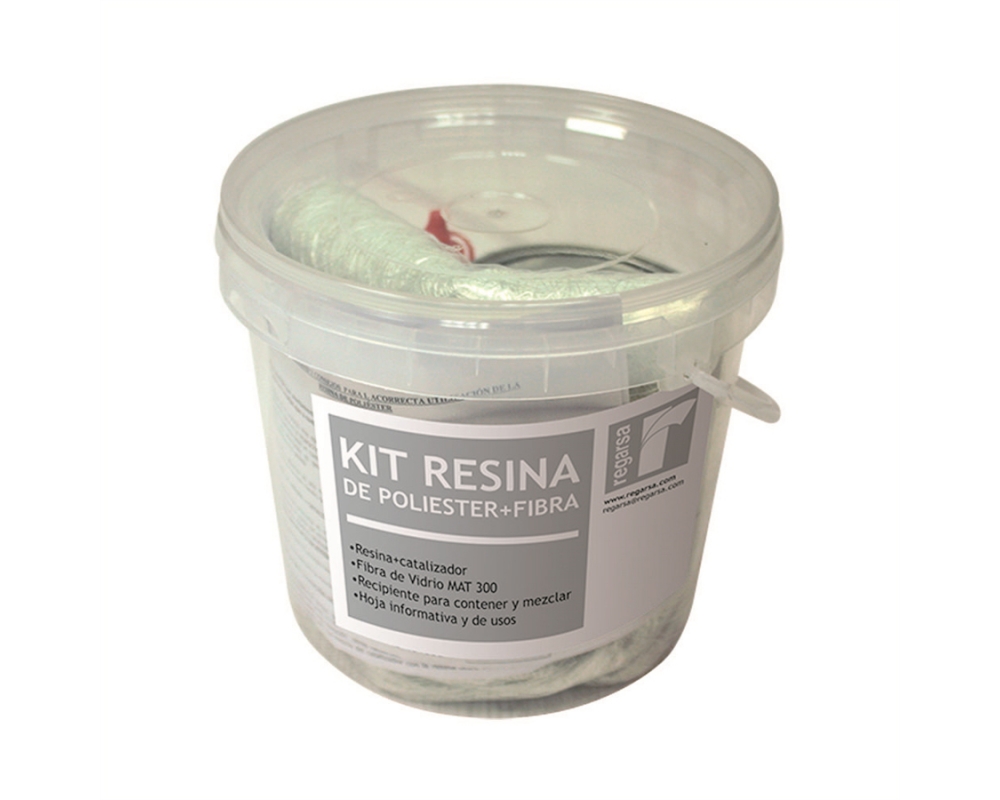 Kit reparador resina epoxi poliéster (Resina+Peróxido+Mat) 1kg