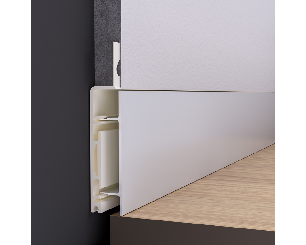 Perfil de zócalo PVC enrasado oculto 12,5mm x 2,3m modelo Z