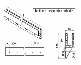 Perfil suelo Easy Glass Smart Y montaje lateral aluminio 5m Q-railing 8240