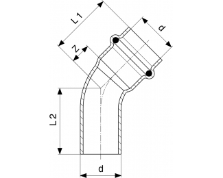 Codo prensado 45º cobre macho-hembra Profipress Viega 2426.1
