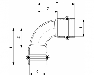Codo prensado 90º cobre hembra-hembra Profipress Viega 2416