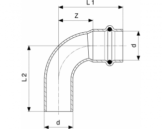 Codo prensado 90º cobre macho-hembra Profipress Viega 2416.1
