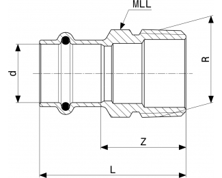 Pieza de empalme de bronce macho-hembra Profipress G Viega 2611