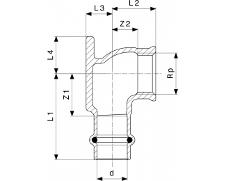 Placa mural de bronce Profipress G Viega 2625.5