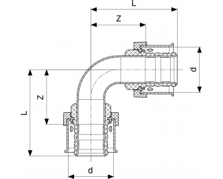 Codo 90º inoxidable Viega Smartpress 6716