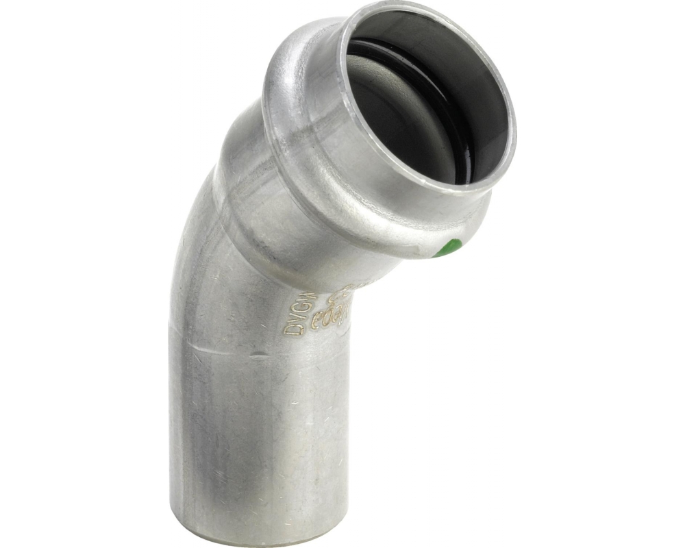 Codo prensado 45° inoxidable macho-hembra Sanpress Viega 2326.1