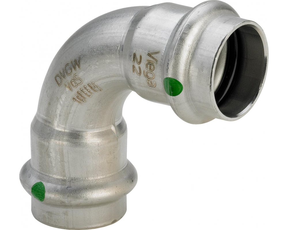 Codo prensado 90° inoxidable hembra-hembra Sanpress Viega 2316