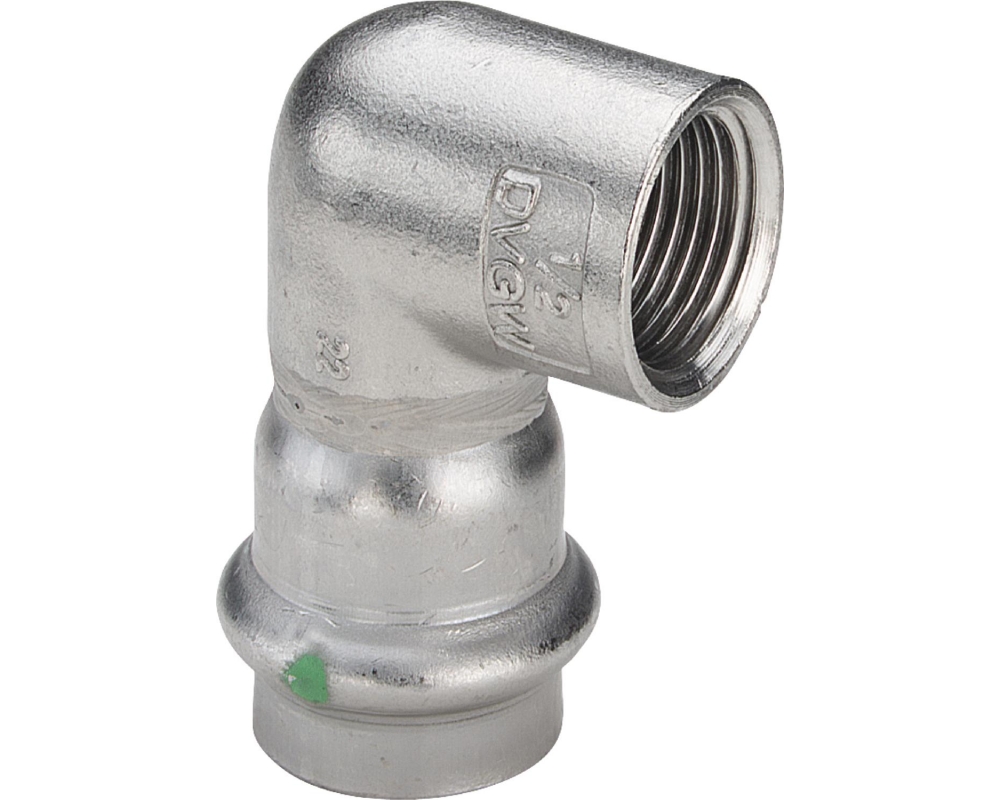 Codo de empalme prensado 90° inoxidable Sanpress Viega 2314.2