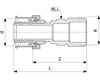 Pieza de empalme bronce macho Viega Smartpress 6711