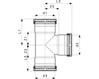 Pieza en T inoxidable Sanpress XL Viega 2318XL