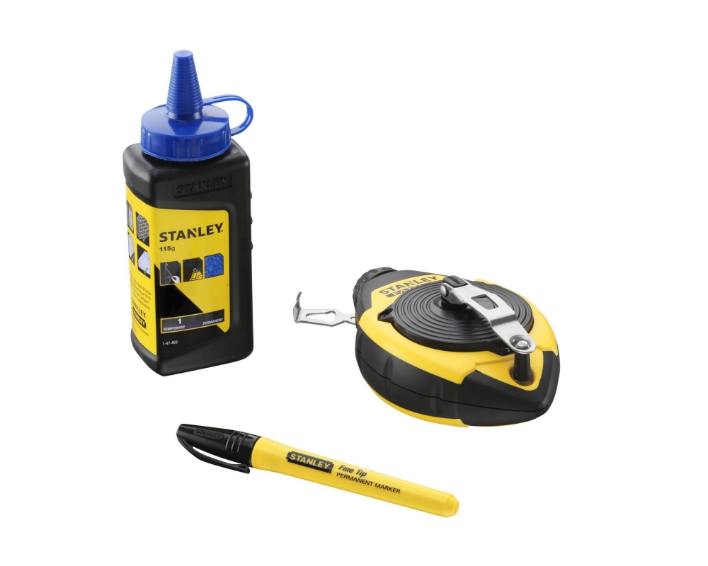 Tiralíneas FatMax 30 m + polvo + nivel de cordel Stanley 0-47-681