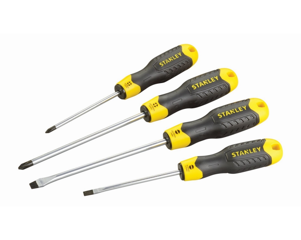 Juego de 4 destornilladores Cushion Grip: Plana y Phillips Stanley 0-65-013