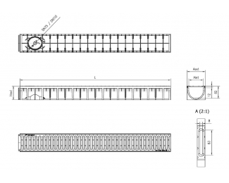 Canal rejilla drenaje inoxidable AISI304 Aco 4ALL L1000MM H92 A15