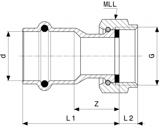 Racor de conexión prensado bronce Sanpress Viega 2263