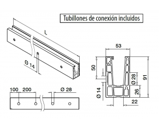 Perfil suelo Easy Glass Up montaje lateral aluminio 5m Q-railing 6620