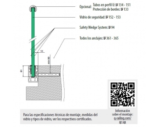 Perfil suelo Easy Glass Up montaje lateral aluminio 5m Q-railing 6620