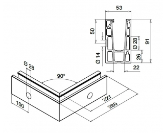 Esquina exterior Easy Glass Up montaje lateral aluminio Q-railing 6621