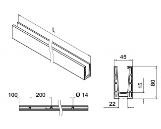 Perfil suelo Easy Glass Up montaje superior aluminio 5m Q-railing 6610