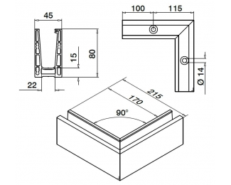 Esquina exterior Easy Glass Up montaje superior aluminio Q-railing 6611