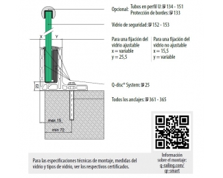 Perfil suelo Easy Glass Smart F montaje superior aluminio 2,5m Q-railing 8220