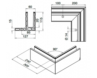 Esquina exterior Easy Glass Smart F montaje superior aluminio Q-railing 8221