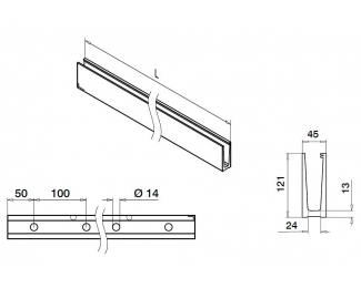 Perfil suelo Easy Glass Slim montaje superior aluminio 5m Q-railing 8010