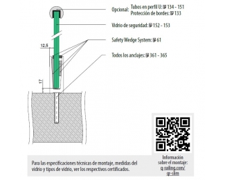 Perfil suelo Easy Glass Slim montaje superior aluminio 5m Q-railing 8010