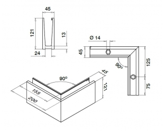 Esquina exterior Easy Glass Slim montaje superior aluminio Q-railing 8011