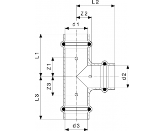 Pieza en T cobre Profipress Viega 2418