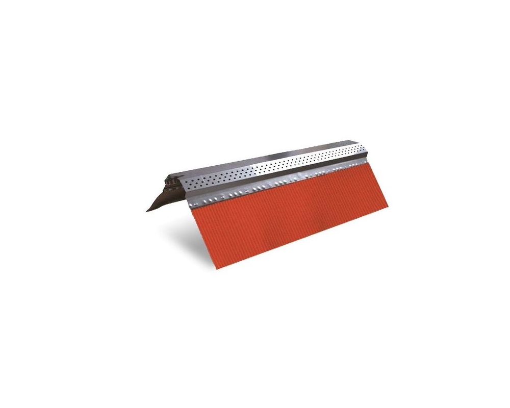 Cumbrera galvanizada ventilada de plomo plisado lacado rojo 2000x120mm