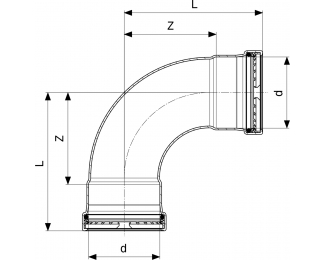 Codo prensado 90° inoxidable hembra-hembra Sanpress XL Viega 2316XL