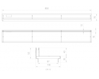 Reja Self 100 Brickslot "L" inox AISI 304 L850mm H53/40 B125