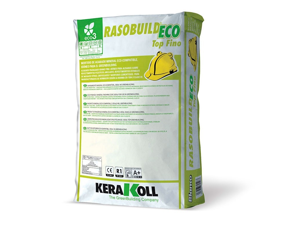 Mortero de acabado Kerakoll Rasobuild Eco Top Fino gris saco 25kg