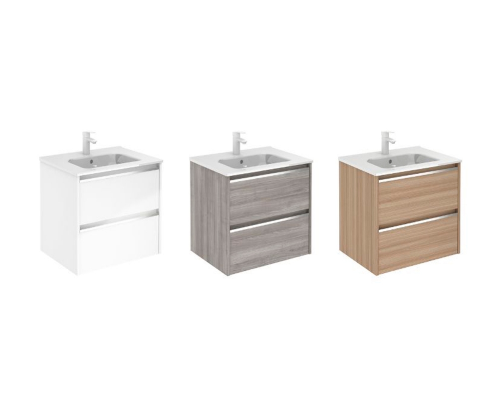Mueble baño Suna 60cm 2 cajones + lavabo + espejo + LED