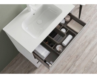 Mueble baño Suna 60cm 2 cajones + lavabo + espejo + LED