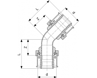 Codo 45º inoxidable Viega Smartpress 6726
