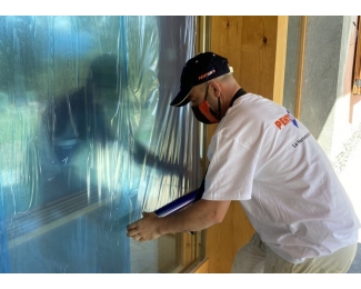 Film protector ventanas azul autoadhesivo Pentrilo Protecfilm Wall rollo 30x0,6m