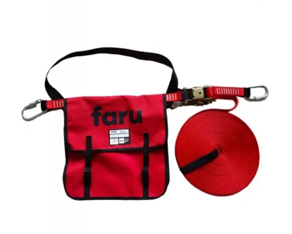 Línea vida horizontal 20m cinta + conectores + bolsa para 2 usuarios