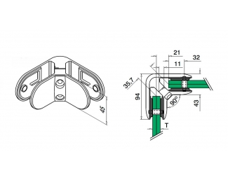 Conector ángulo para doble vidrio satinado Q-railing 2890