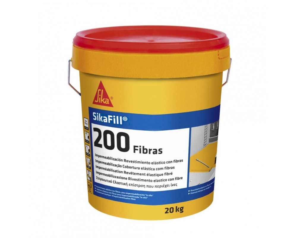 Revestimiento elástico con fibras SikaFill 200 Fiber rojo teja bote 5 kg