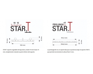 Soporte regulable de baja altura 10-15mm con cabezal para baldosas STAR T