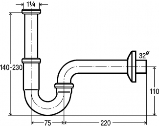 Sifón curvo G1 1/4" DN32 Viega 5611.5