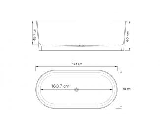 Bañera de diseño ovalada Kinedo Iconik O180