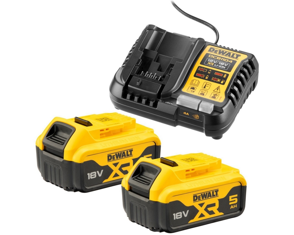 Kit 2 baterías carril XR 18V 5,0Ah + cargador XR 10,8V 14,4V 18V Dewalt DCB1104P2-QW
